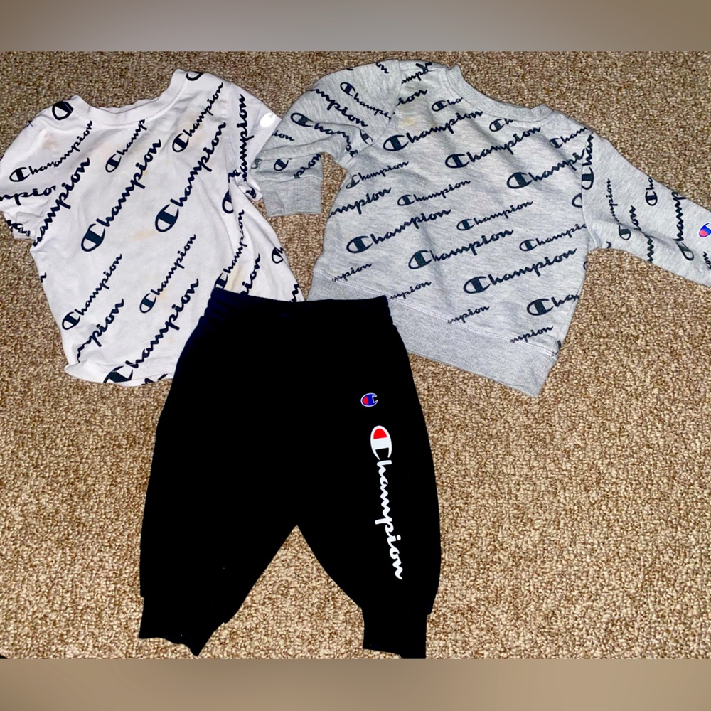 Champion 18 month shirt, 12 month sweatshirt and pants!